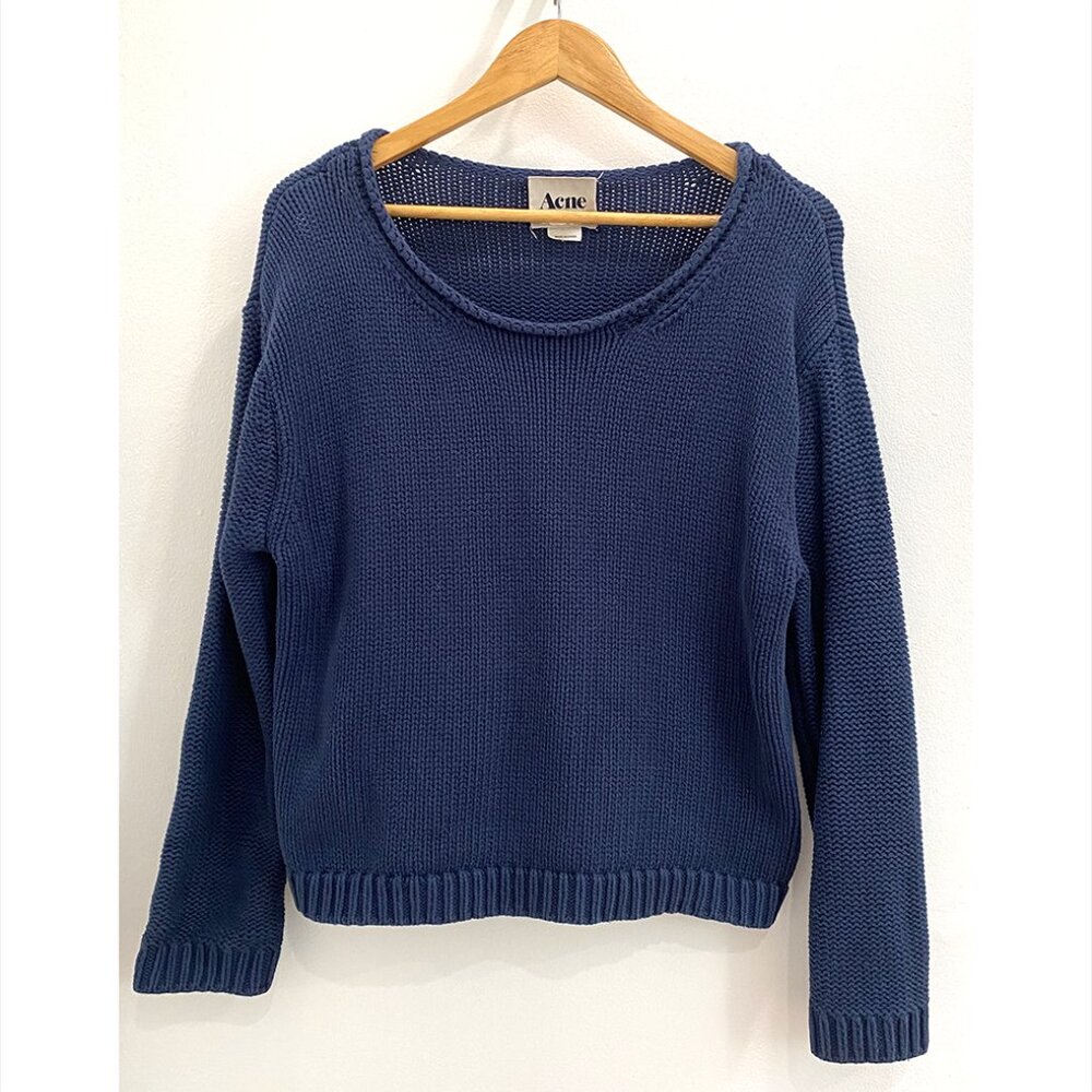 Acne Studios — Navy Oversized Y2K Knit Sweater – Size Small / Medium